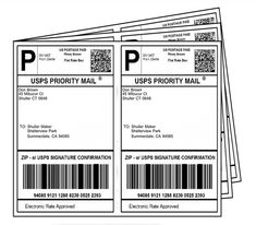 three id cards with the word priority mail on them