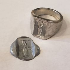 This signet ring is cast in lead-free pewter. The ring size when cast is 7.25. The sealing image is a person making the shape of the letter I.       This is part of a series of signet rings I am making cast from lead-free pewter. Each master ring is hand sculpted to give a unique, rustic style, multi-dimensional relief image when used as a stamp to seal, with sealing wax. Wax Cast Rings, Ring Casting, Stamp Letter, The Letter I, Cast Rings, Pewter Ring, Queen Style, Clothes Wishlist, Letter Ring