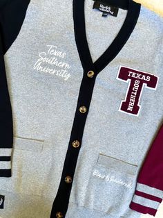 the texas christian university sweater is on display