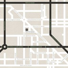 a street map with the names of all streets in green and black on it's side