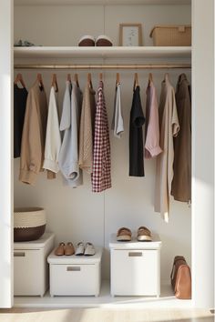 Minimalist closet demonstrating systematic clothing management