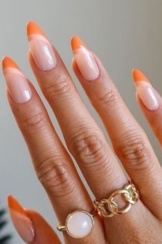 Asymmetrical Peach Fuzz French Tips Shades Of Peach, French Tips, Nails Ideas, Shades