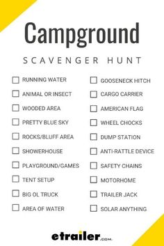 the camp ground scavenger hunt checklist