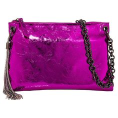 Sharif Legacy Metallic Glazed Chain Strap Mini Hobo   It's time to shine. Illuminate any look by carrying this metallic mini hobo as a fashionable accessory for storing your smaller essentials with style. Chain Fringe, Fuchsia Color, Pig Skin, To Shine, Fashion Handbags, Chain Strap, Faux Suede, Favorite Things, Shopping Outfit