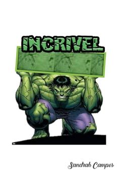 the incredible hulk is holding up a sign with his head in it's hands