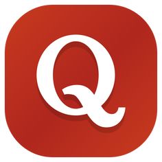 the letter q in white on a red square