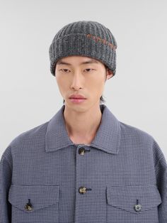 Fisherman rib beanie knitted from Shetland wool. Hand-stitched Marni Mending logo securing the turn-up. Beanie Knitted, Flat Heel Boots, Trunk Bag, Shetland Wool, Wool Beanie, Slides Sandals, Lacing Sneakers, Boot Accessories, Women Essentials