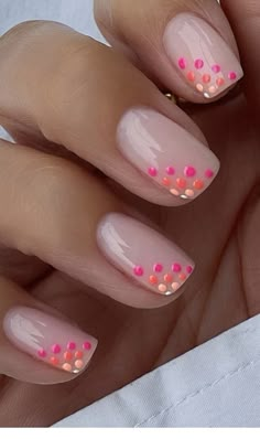 Simple Gel Nails, Summery Nails, Dots Nails, Vacation Nails, Short Acrylic Nails Designs, Beach Nails, Fancy Nails, Chic Nails