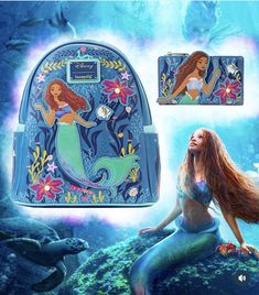 the little mermaid backpack is on display