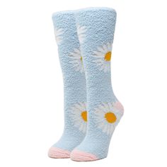 Inspired by the delicate beauty of daisies, these socks infuse your every step with a touch of nature's charm. Daisy Socks is about as close as you get to walking on clouds on a warm afternoon, any time of the day. This pair of mid-calf crew length fuzzy socks comes in one size that fits most women's feet. Made of 98% Polyester, 2% Spandex. SKU: WD23527C Info Style: Crew length fuzzy sock. Size: Fits women's U.S. shoe size 5 - 10. Material: 98% Polyester 2% Spandex Care: Machine wash cold with n Cozy Soft Socks For Spring, Soft Socks, Women Crew Socks, Soft Sock, Sock Animals, Designer Slippers, Fuzzy Slippers, Fuzzy Socks, Delicate Beauty