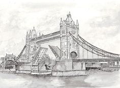 a drawing of the tower bridge in london