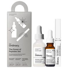 What it is: A set that includes three of The Ordinary's multi-peptide formulas which target multiple concerns across face and eyes.Skin Type: Normal, Dry, Combination, and Oily Skincare Concerns: Fine Lines, Wrinkles, and Loss of Firmness and Elasticity Ingredient Callouts: Free of parabens, formaldehydes, formaldehyde-releasing agents, phthalates, mineral oil, retinyl palmitate, oxybenzone, coal tar, hydroquinone, sulfates SLS & SLES, triclocarban, triclosan, and contains less than one percent Brow Serum, Peptide Serum, Under Eye Wrinkles, Eye Wrinkle, Skincare Gift Set, Benzoic Acid, Oily Skin Care, Skin Care Gifts, Eye Serum