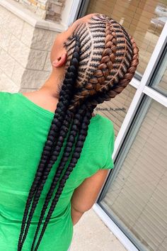 All Back Braid Styles With Natural Hair, Two Braid Styles For Black Hair, Best Braid Styles For Black Women, Fish Bone Braid Cornrows, Four Braid Hairstyles, Iverson Braids For Women, Freehand Hairstyle, Two Braids Style, Latest Braid Styles