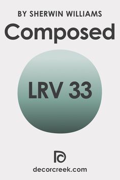 the cover for composed lrv 33 by shewin williams, with an image of a