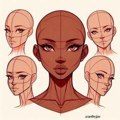 an image of a woman's face with different angles and hairline shapes on it