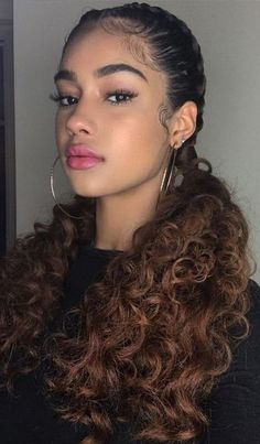 ponytail cute hairstyles natural hair Cute Hairstyles Natural, Cute Hairstyles Natural Hair, Curly Pigtails, Hairstyle For Curly Hair, Hairstyles Natural Hair, Hairstyles Natural, Different Hair Types, Baby Hairs