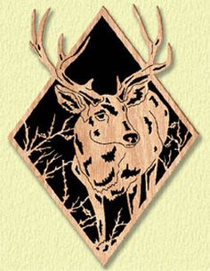 a deer with antlers on it's head is shown in the shape of a diamond