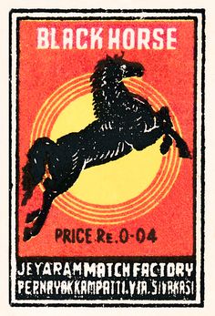 a black horse stamp with the words price 0 004 and an image of a leaping horse