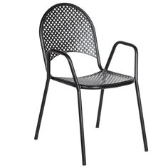 a black metal chair on a white background