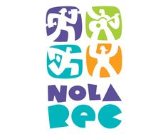 the logo for nola ree is shown in multicolored letters and symbols