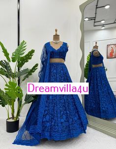 Lehenga: Fabric: Faux Georgette Work: Sequins with thread Size: Up to 44 (semi-stitched) Inner: Microfiber Type: Semi-Stitched Flair: 3.4 meters, with cancan and canvas Choli: Fabric: Faux Georgette Inner: Microfiber Work: Sequins with thread Size: Up to 44 (unstitched) Dupatta: Fabric: Butterfly Net Work: Sequins with thread, four-side cut lace border Weight: 1.5 kg Party Net Choli With Cutdana Details, Party Net Choli With Cutdana, Net Sets For Reception Diwali Festival, Net Sets For Reception During Diwali, Diwali Reception Sets In Net, Fitted Net Sets For Wedding, Bollywood Style Lace Choli For Reception, Fitted Net Choli With Cutdana, Diwali Reception Lace Lehenga