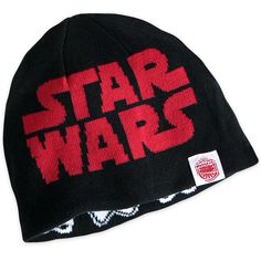 a star wars beanie hat with the words,'star wars'printed on it