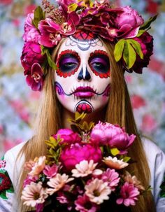 Makijaż Sugar Skull, Catrina Costume, Halloween Makeup Sugar Skull, Skull Face Paint, Dead Makeup, Den Mrtvých, Day Of Dead, Skeleton Makeup, Sugar Skull Makeup