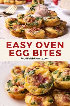 egg bites with spinach and cheese on top