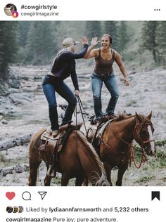 two women riding on the backs of horses