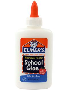 an orange and white bottle of school glue