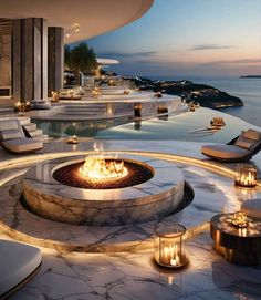 Terrace Fire Pit, Mountain Resort Architecture, Houses Beautiful, Tropical Aesthetic, House Outer Design, Resort Architecture, Dream Life House, Fancy Houses