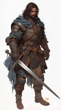 Dungeons And Dragons Fighter, Male Fighter Dnd, D And D Characters, Warrior Character Art, D&d Character Concepts, Dnd Warrior, Medieval Fantasy Art, Arthur And Merlin, Best Anime Series