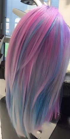 Pastel Galaxy Hair, Candy Hairstyles, Stylish Hair Colors, Cotton Candy Hair, Cute Hair Colors, Creative Hair Color, Candy Hair, Dyed Hair Inspiration, Hair Color Pastel