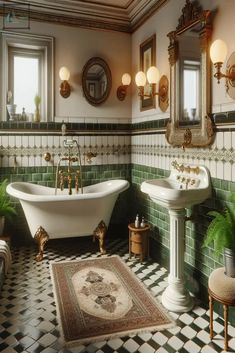 a bath room with a sink and a bath tub next to a mirror on the wall