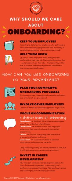 an orange poster with the words, why should we care about onboarding? and other things