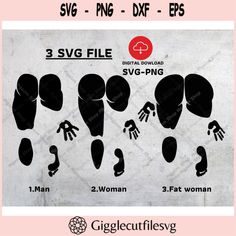 the silhouettes of different human body parts are shown in black and white, as well as