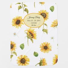 a yellow sunflower on white with the words, mommy and baby