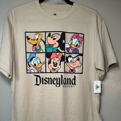 Beige/Tan #Mickey And Friends Shirt - Size: #Medium (X1), #Small (X2) Authentic From #Disneyland Resort! New With Tags! No Stains, Just Steamed It For Pictures. :) This Shirt Is #Oversized, But Will Shrink A Size Down. I Own One! Oversized Mickey Shirt, Vintage Disneyland Shirt, Retro Disneyland Resort Shirt, Lion King Shirt, Trendy Mickey Mouse Short Sleeve T-shirt, Cotton Mickey Mouse Short Sleeve T-shirt, Burgundy Shorts, Mickey Mouse T Shirt, Dog Mom Tee