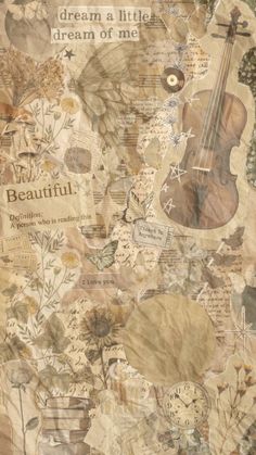 a collage of music and flowers with words written on it that read, i dream a little dream of me