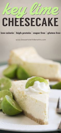 a white plate topped with a slice of key lime cheesecake