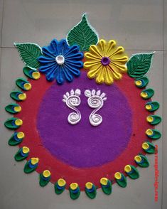 a colorful rangdi with flowers and leaves on it