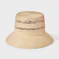 Straw Bucket Hat - A New Day™ Beige : Target Floppy Hat Summer, Woven Crochet, Greece Outfit, Straw Bucket Hat, Summer Straw Hat, Denim Baseball Cap, Camo And Pink, Black Herringbone, Velvet Hat