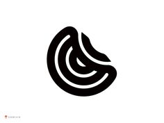 an abstract black and white logo with wavy lines in the shape of a spiral, on a