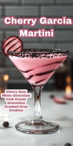 Treat yourself to the sweet and creamy flavors of the Cherry Garcia Martini! 🍒🍸 Inspired by the classic ice cream flavor, this cocktail combines rich cherry liqueur with smooth vodka and a splash of cream for a decadent twist. Perfect for dessert lovers or a fun night out, this martini is a delightful way to enjoy a nostalgic treat in drink form! 🍧💕 Cheers to a sweet sip! 🥂✨ Cherry White Russian, Cherry Espresso Martini, Filthy Martini Recipe, Boozy Ice Cream Drinks, Creamy Alcoholic Drinks Recipes, Mocktail Martinis, Sweet Mixed Drinks Alcohol, Maraschino Cherry Recipes, Easy Drinks Alcohol Recipes