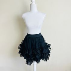 Black Layered Lace Mesh Tutu Ballet Skirt Size M Nwot - Never Been Worn Goth Emo Grunge Alt Halloween Costume Party Black Skirt For Spring Costume Party, Black Skirt For Costume Party In Spring, Stretch Punk Skirt For Party, Punk Style Stretch Skirt For Party, Fitted Black Skirt For Costume Party, Black Gothic Mini Skirt For Alternative Fashion, Black Lined Punk Skirt, Punk Style Black Lined Skirt, Punk Party Skirt With Ruffles