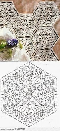 an image of a crocheted doily with flowers on the front and side