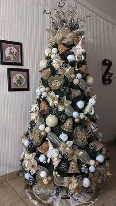 a decorated christmas tree in a living room