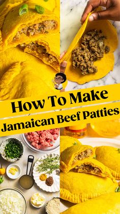 how to make jamaican beef patties with the text overlay that reads, how to make jamaican beef patties