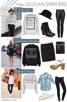 Slogan sweaters: Word up your wardrobe 3 ways Slogan Sweater, 3 Ways To Wear, Simply Fashion, University Style, Outfit Collage, Fashion District, Word Up, Boyfriend Style, Casual Friday