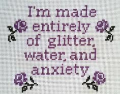 Glitter Water, Cross Stitch Quotes, Stitch Quote, Subversive Cross Stitch, Cross Stitch Funny, Modern Embroidery, A Cross, Cross Stitch Flowers, Red Glitter